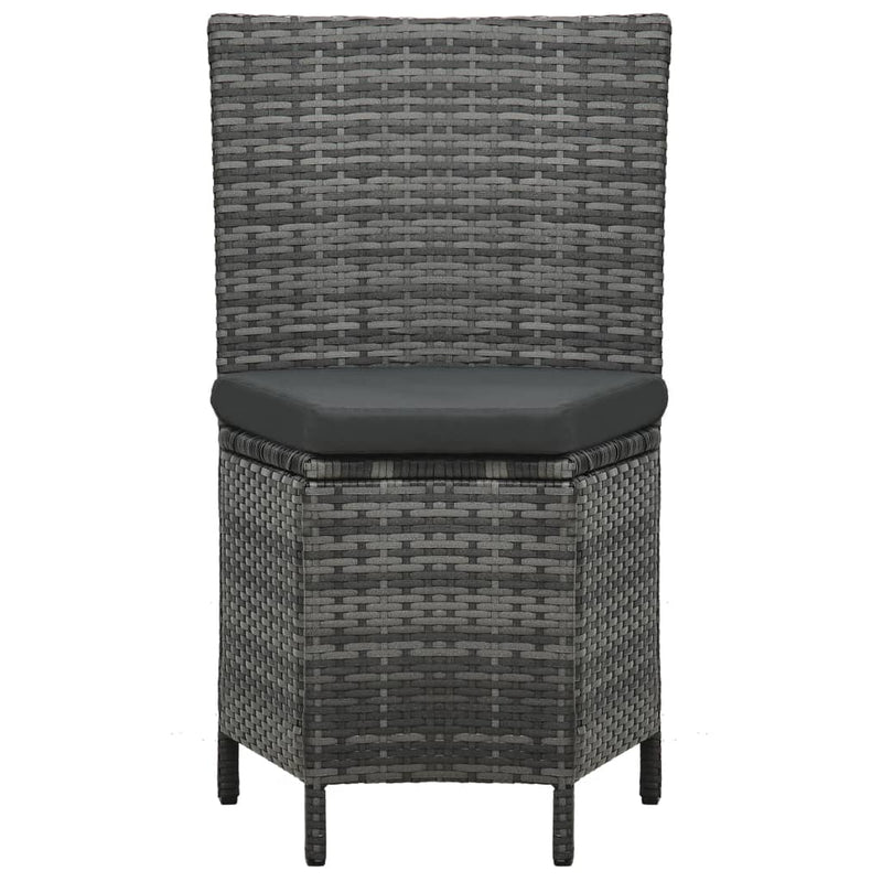 vidaXL 7 Piece Outdoor Dining Set with Cushions Poly Rattan Grey