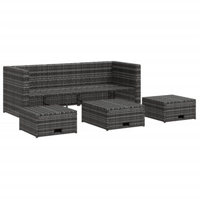 vidaXL 4 Piece Garden Lounge Set with Cushions Poly Rattan Grey