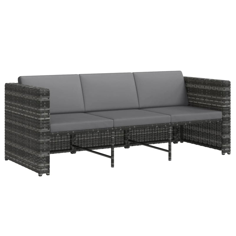 vidaXL 4 Piece Garden Lounge Set with Cushions Poly Rattan Grey