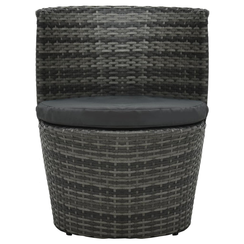 vidaXL 3 Piece Bistro Set with Cushions Poly Rattan Grey