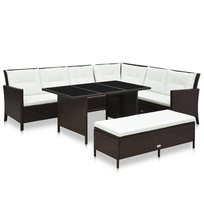 vidaXL 3 Piece Garden Lounge Set with Cushions Poly Rattan Black