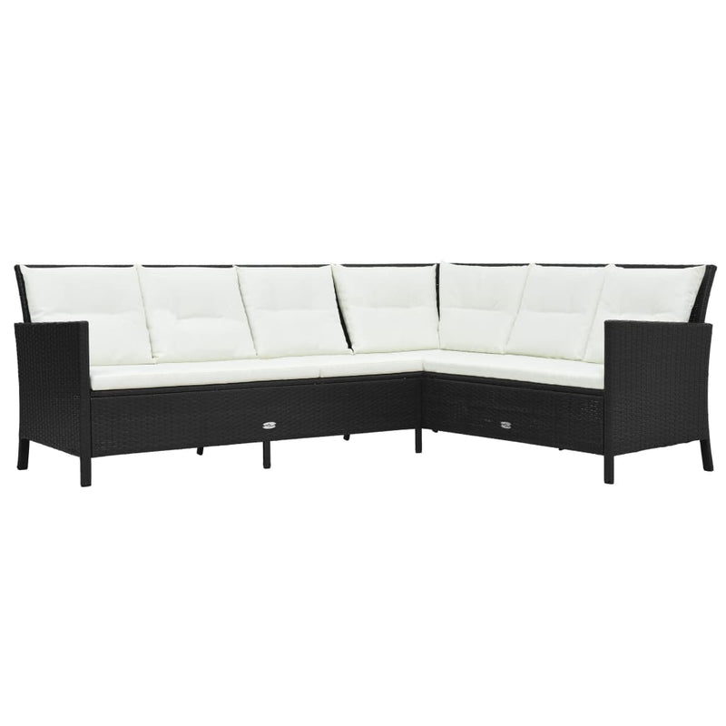 vidaXL 3 Piece Garden Lounge Set with Cushions Poly Rattan Black