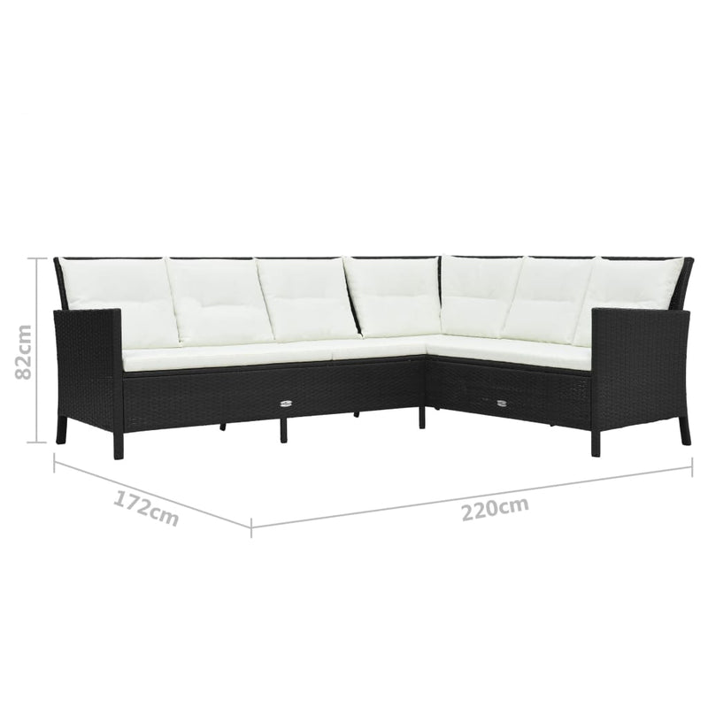 vidaXL 3 Piece Garden Lounge Set with Cushions Poly Rattan Black