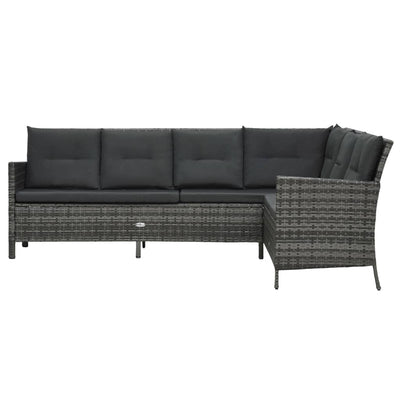 vidaXL 3 Piece Garden Lounge Set with Cushions Poly Rattan Black