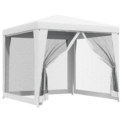 vidaXL Party Tent with 4 Mesh Sidewalls 4x4 m White