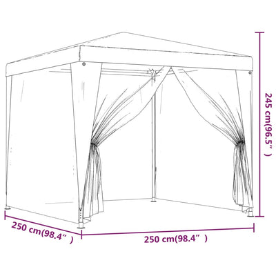 vidaXL Party Tent with 4 Mesh Sidewalls 4x4 m White