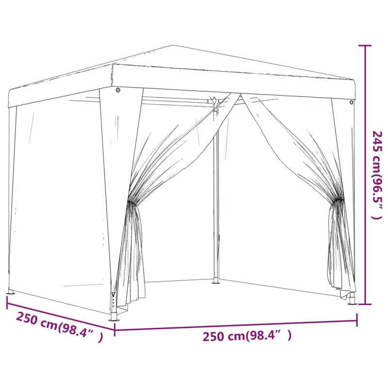 vidaXL Party Tent with 4 Mesh Sidewalls 4x4 m White