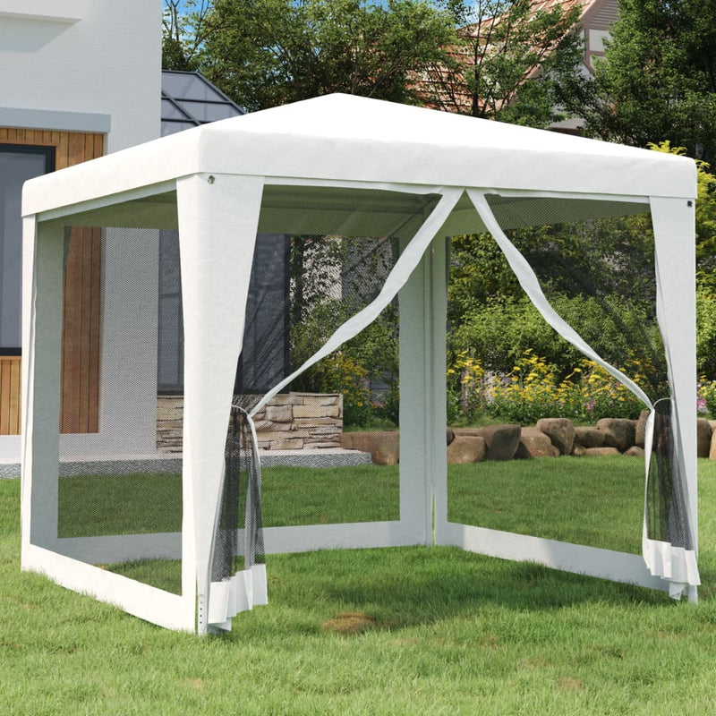 vidaXL Party Tent with 4 Mesh Sidewalls 4x4 m White