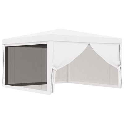 vidaXL Party Tent with 4 Mesh Sidewalls 4x4 m White