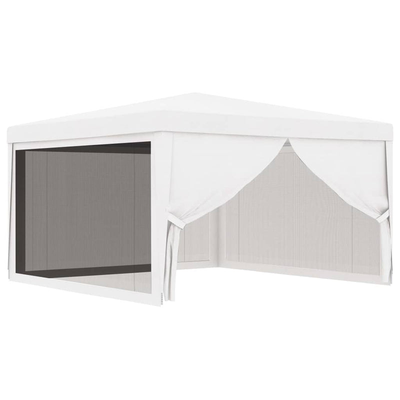 vidaXL Party Tent with 4 Mesh Sidewalls 4x4 m White