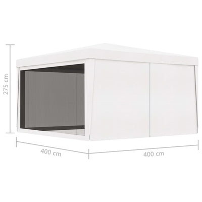 vidaXL Party Tent with 4 Mesh Sidewalls 4x4 m White