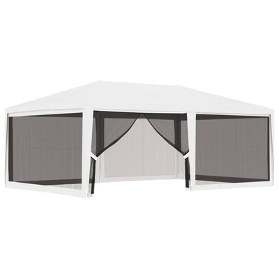 vidaXL Party Tent with 4 Mesh Sidewalls 4x4 m White
