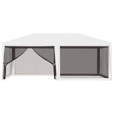 vidaXL Party Tent with 4 Mesh Sidewalls 4x4 m White