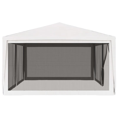 vidaXL Party Tent with 4 Mesh Sidewalls 4x4 m White