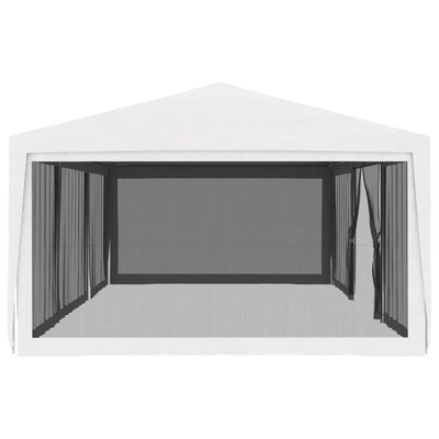 vidaXL Party Tent with 4 Mesh Sidewalls 4x4 m White