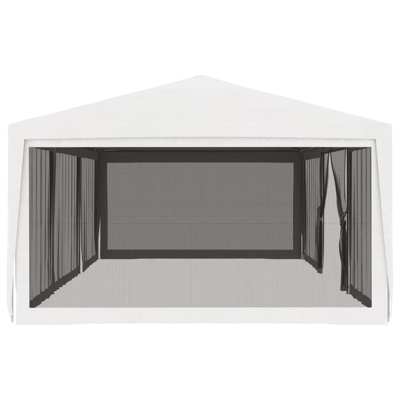 vidaXL Party Tent with 4 Mesh Sidewalls 4x4 m White