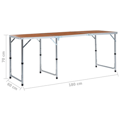 vidaXL Foldable Camping Table Aluminium 180x60 cm