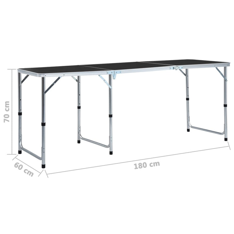 vidaXL Foldable Camping Table Aluminium 180x60 cm