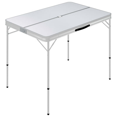 vidaXL Folding Camping Table with 2 Benches Aluminium Brown
