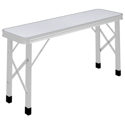 vidaXL Folding Camping Table with 2 Benches Aluminium Brown