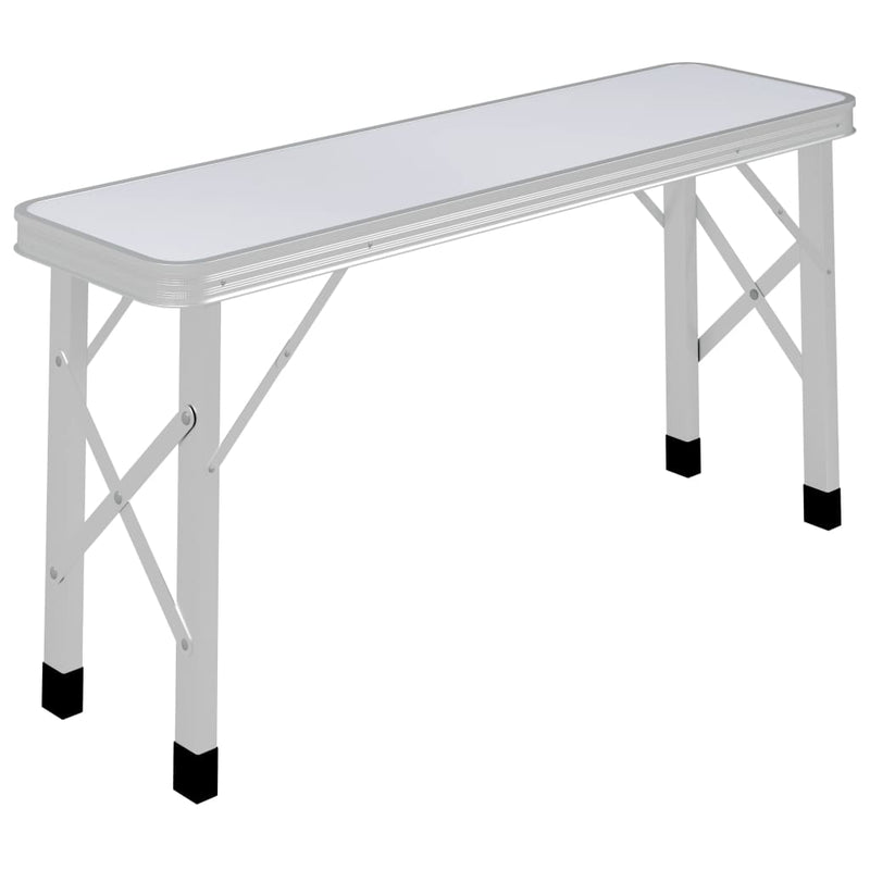 vidaXL Folding Camping Table with 2 Benches Aluminium Brown