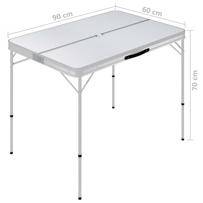 vidaXL Folding Camping Table with 2 Benches Aluminium Brown