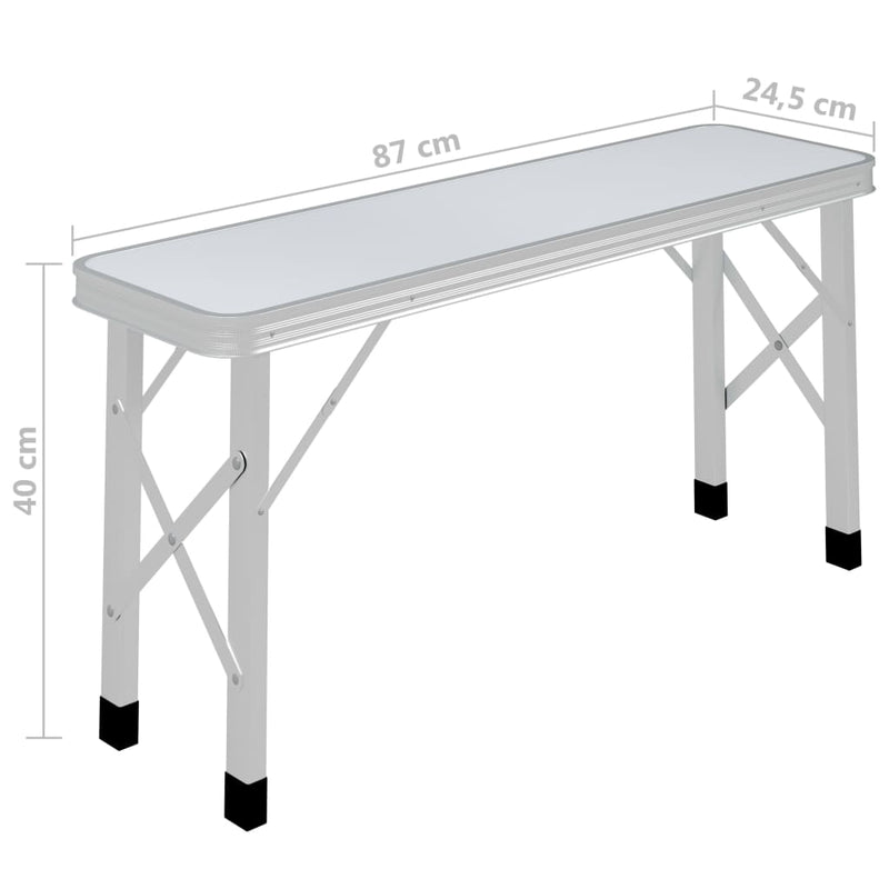 vidaXL Folding Camping Table with 2 Benches Aluminium Brown