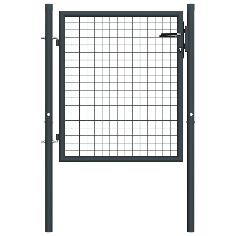 vidaXL Mesh Garden Gate Galvanised Steel 100x125 cm Grey