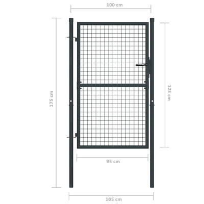 vidaXL Mesh Garden Gate Galvanised Steel 100x125 cm Grey