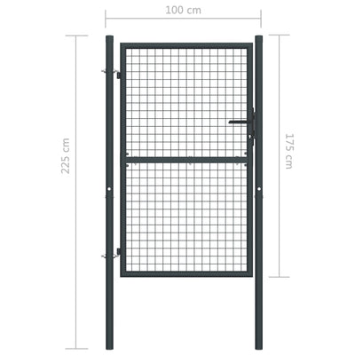 vidaXL Mesh Garden Gate Galvanised Steel 100x125 cm Grey