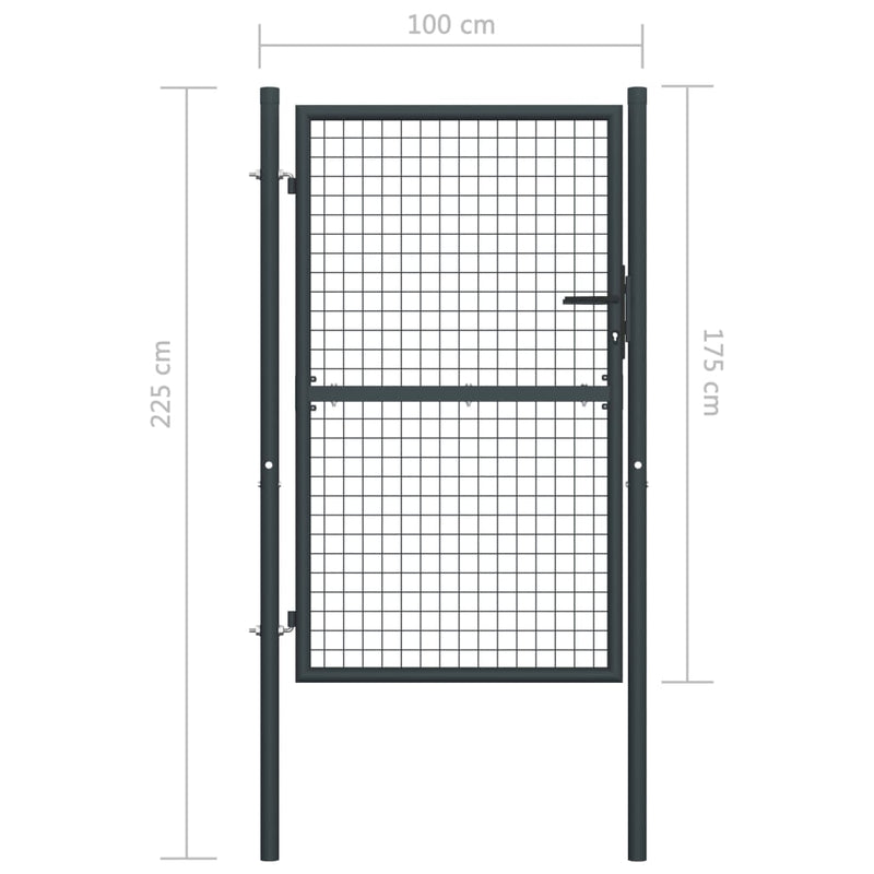 vidaXL Mesh Garden Gate Galvanised Steel 100x125 cm Grey