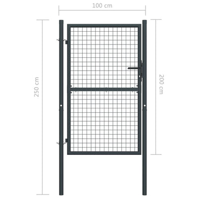 vidaXL Mesh Garden Gate Galvanised Steel 100x125 cm Grey