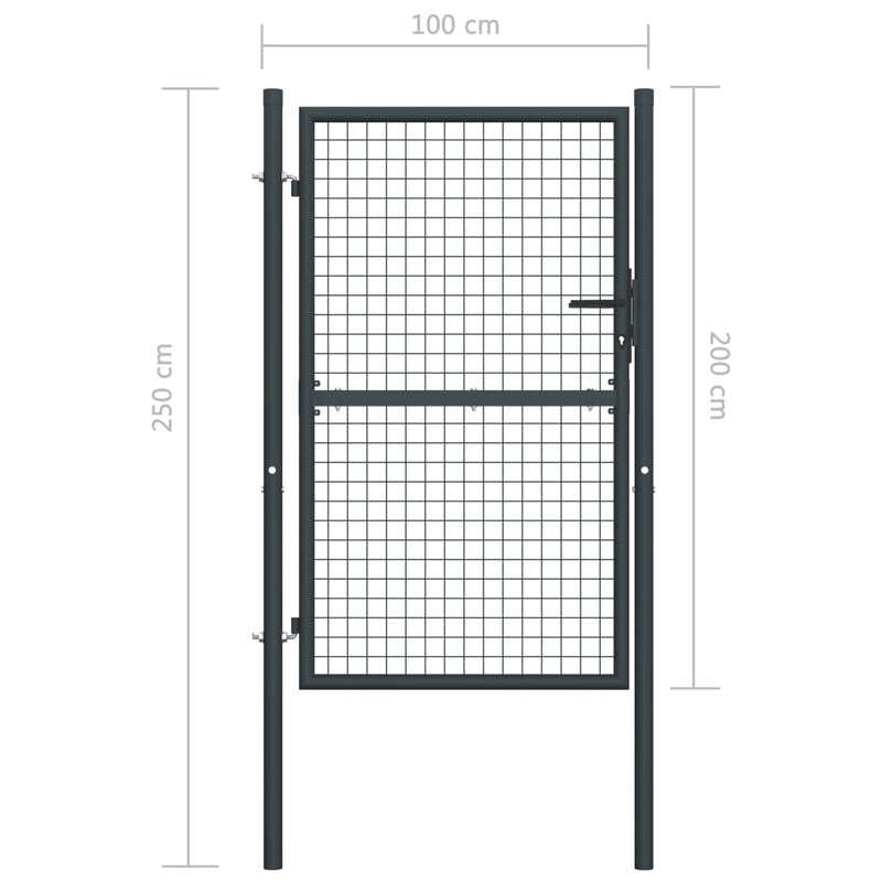 vidaXL Mesh Garden Gate Galvanised Steel 100x125 cm Grey