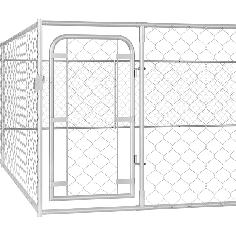 vidaXL Outdoor Dog Kennel Galvanised Steel 4x4x1 m