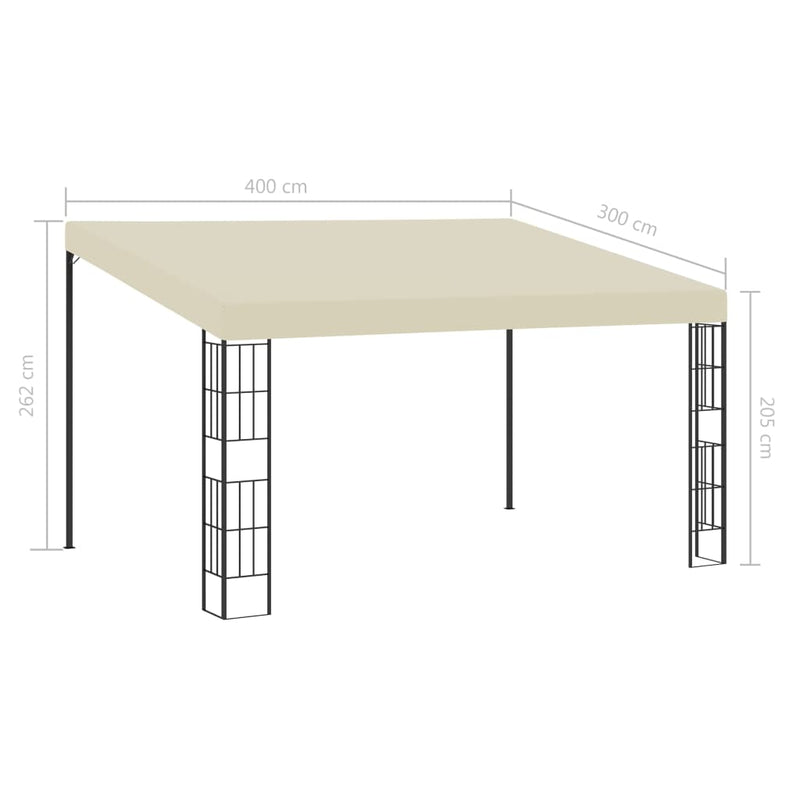vidaXL Wall-mounted Gazebo 3x4 m Cream Fabric