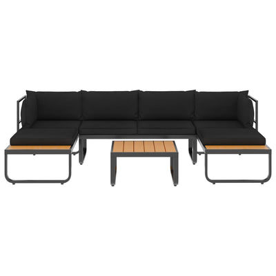 vidaXL 4 Piece Garden Corner Sofa Set with Cushions Aluminium and WPC