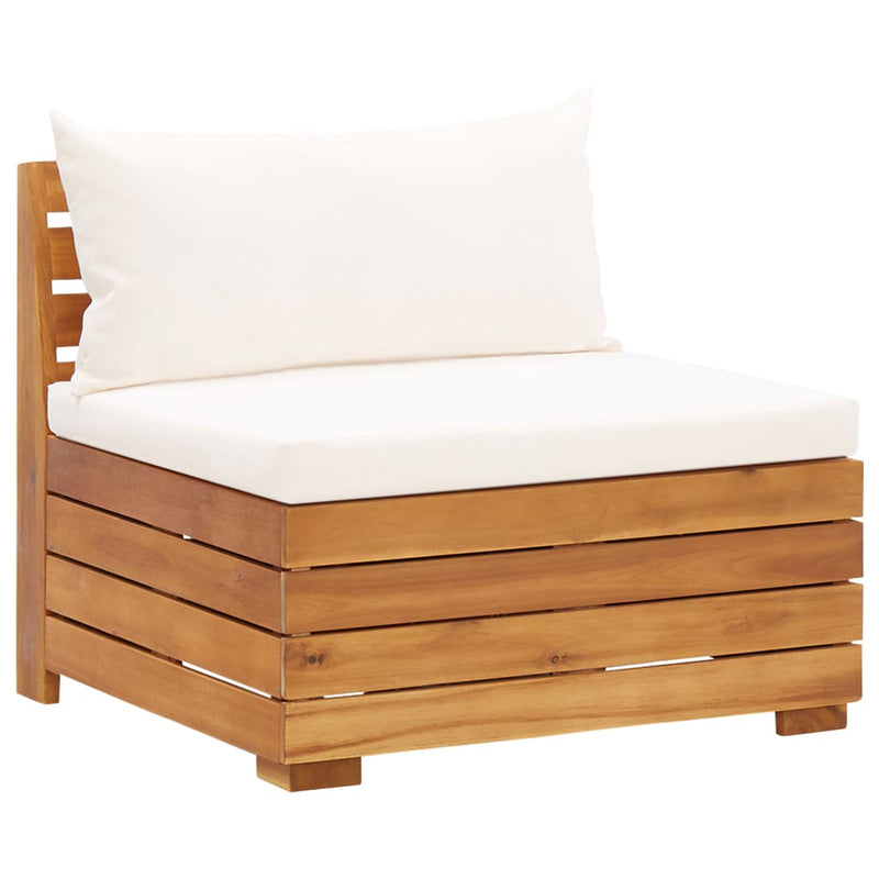 vidaXL 5 Piece Garden Lounge Set with Cushions Acacia Wood Cream White