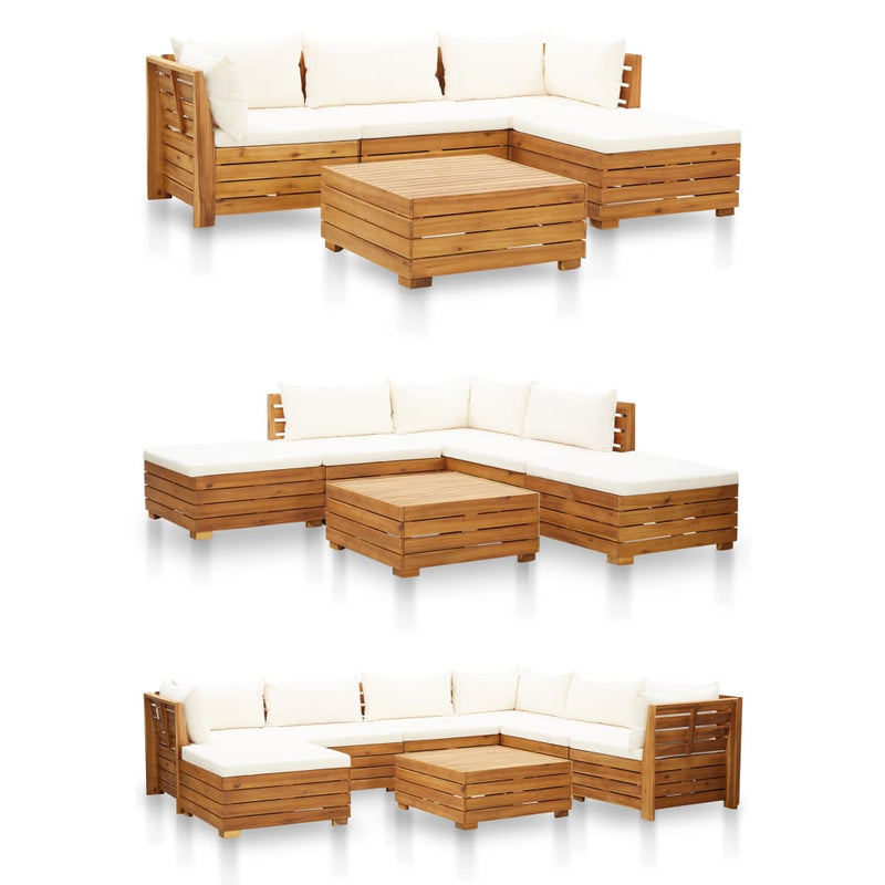 vidaXL Sectional Middle Sofa 1 pc with Cushions Solid Acacia Wood