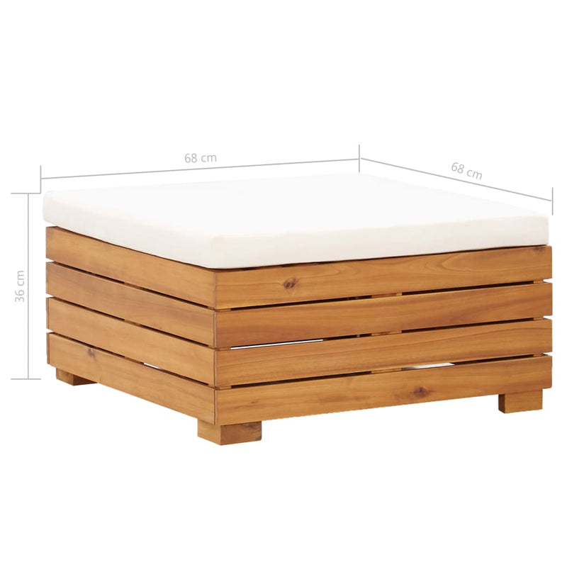 vidaXL Sectional Footrest 1 pc with Cushion Solid Acacia Wood