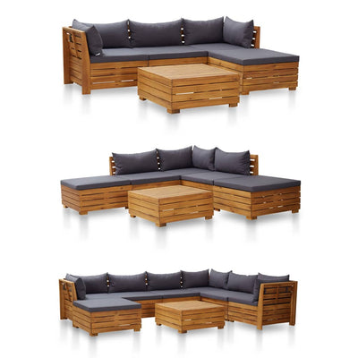 vidaXL Sectional Corner Sofa 1 pc with Cushions Solid Acacia Wood