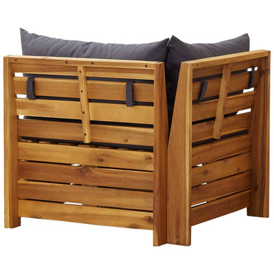 vidaXL Sectional Corner Sofa 1 pc with Cushions Solid Acacia Wood