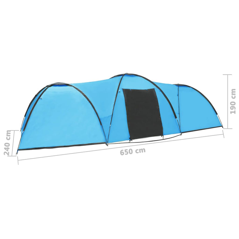 vidaXL Camping Igloo Tent 650x240x190 cm 8 Person Blue
