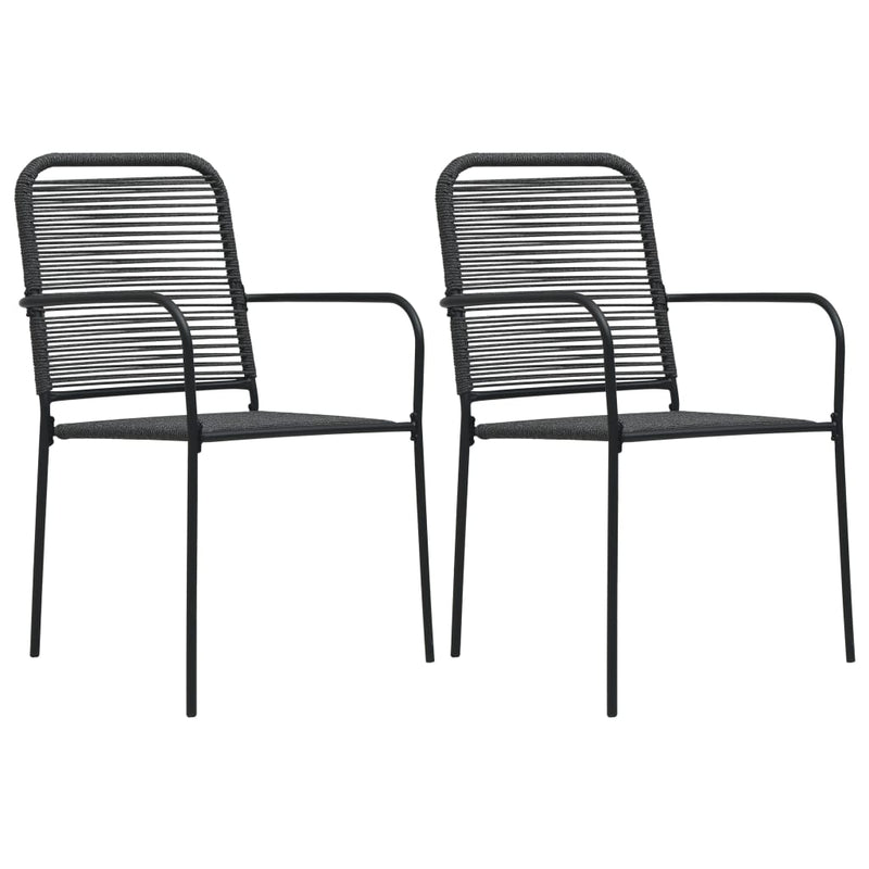 vidaXL Garden Chairs 2 pcs Cotton Rope and Steel Black