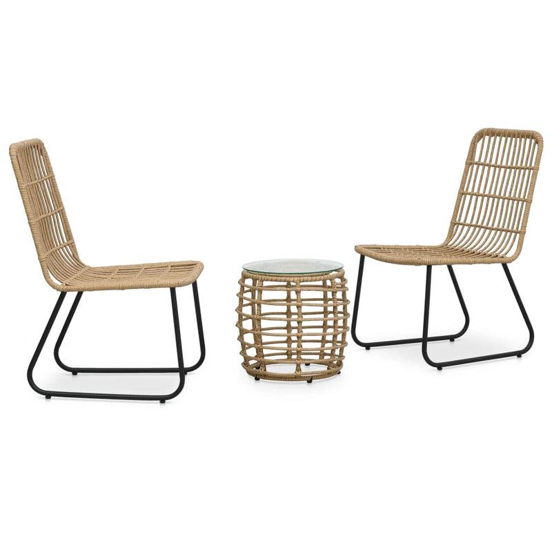 vidaXL 3 Piece Bistro Set Poly Rattan Black