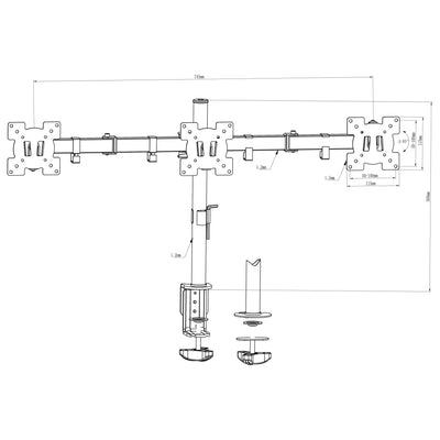 vidaXL Triple Monitor Desk Mount Stand 13"-23"