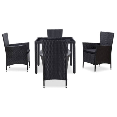 vidaXL 5 Piece Outdoor Dining Set Poly Rattan Black