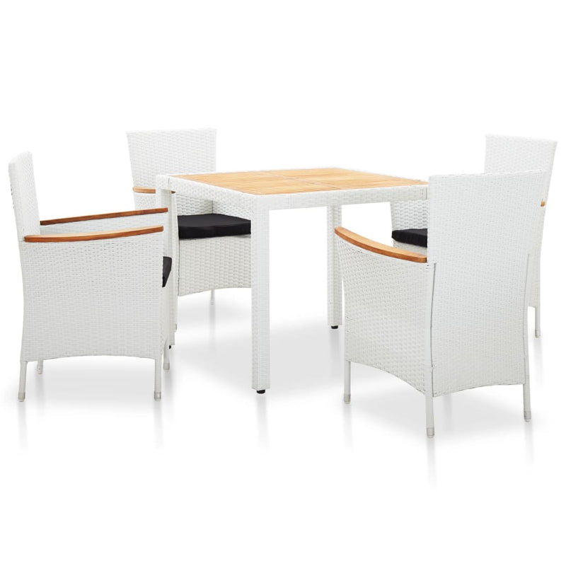 vidaXL 5 Piece Outdoor Dining Set Poly Rattan White
