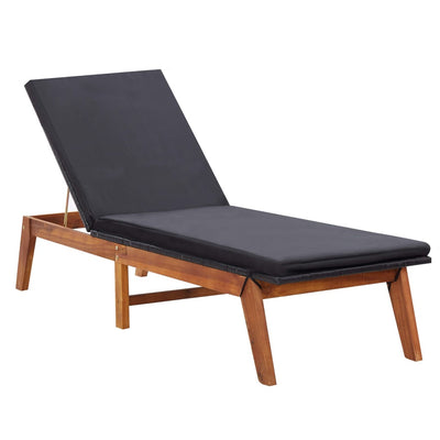 vidaXL Sun Lounger with Table Poly Rattan and Solid Acacia Wood
