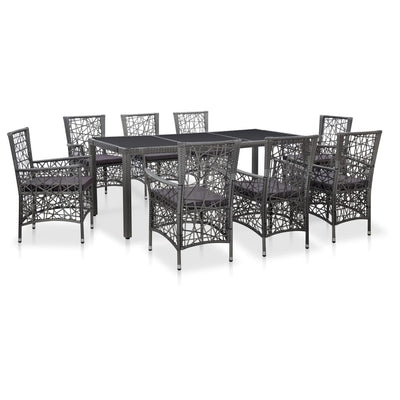 vidaXL 7 Piece Outdoor Dining Set Poly Rattan Grey