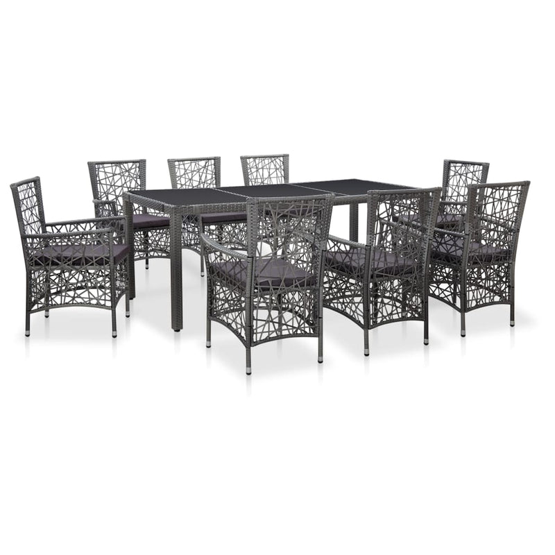 vidaXL 7 Piece Outdoor Dining Set Poly Rattan Grey